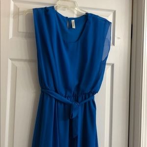 Flowy royal blue dress with tie waist